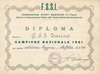 DIPLOMA G.S.S.TORINO CAMPIONE NAZIONALE 1961 ATLETICA LEGGERA STAFFETTA 4X100